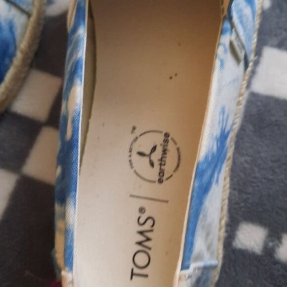 Toms Womens Classic Blue Tie Dye Alpargata Canvas Slip On Flats Size 10 - Picture 10 of 10